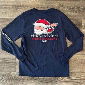 Vineyard Vines Merry Christmas 2017 Men’s Long Sleeve Whale Tee T-Shirt Medium